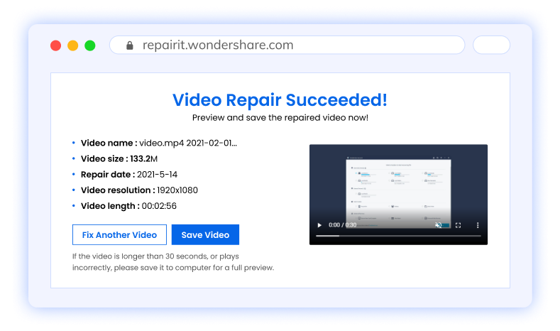 Play Recorded Video - Previewing The Repaired Video