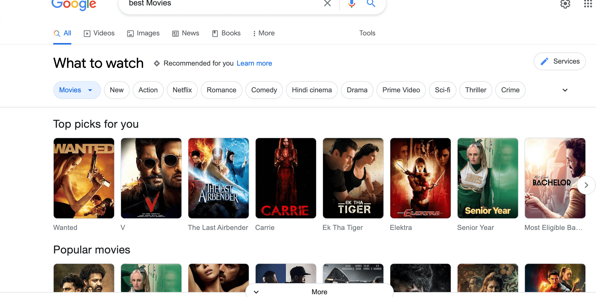 best Movies to watch recommended by Google
