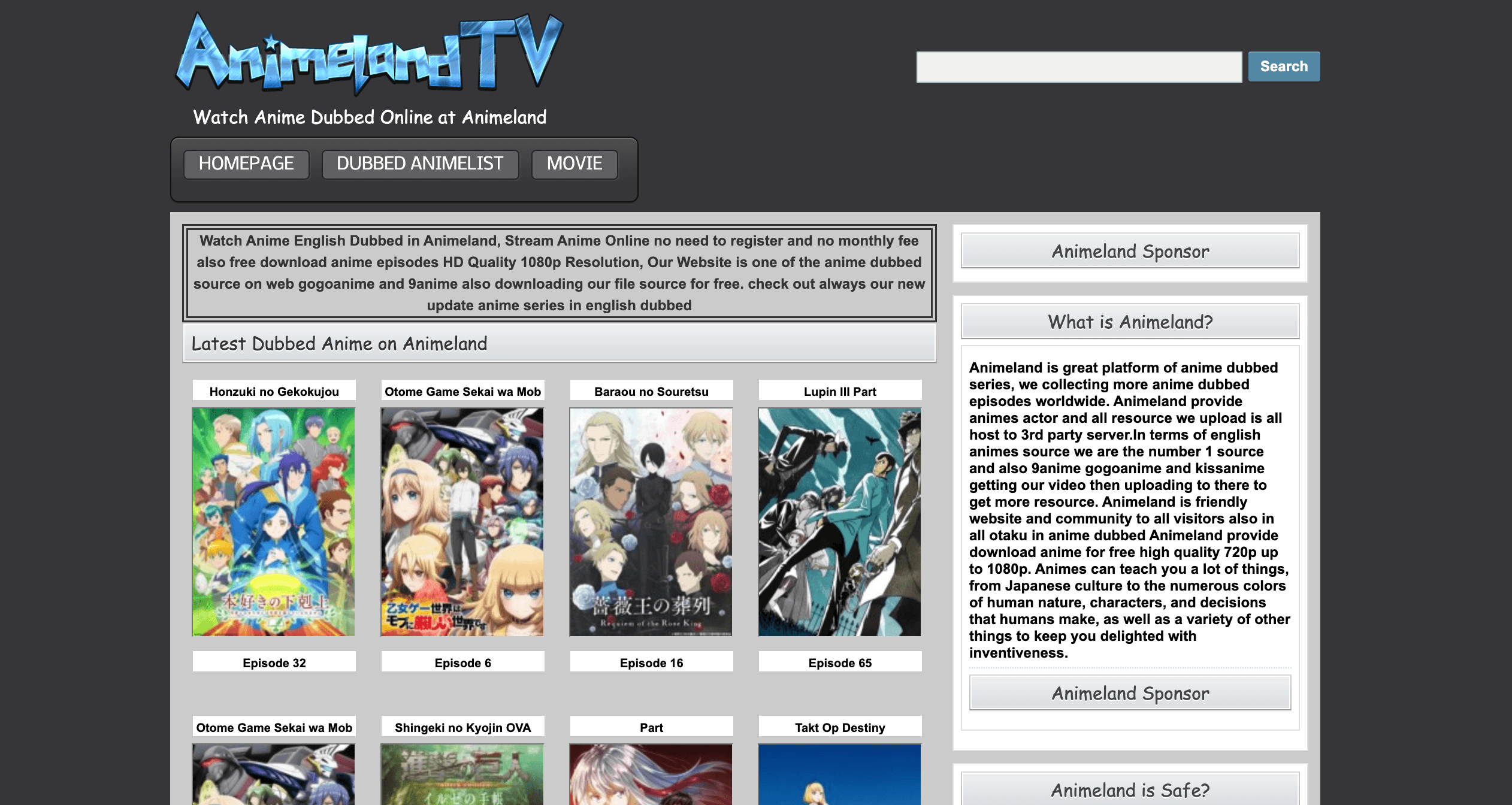 Animeland website