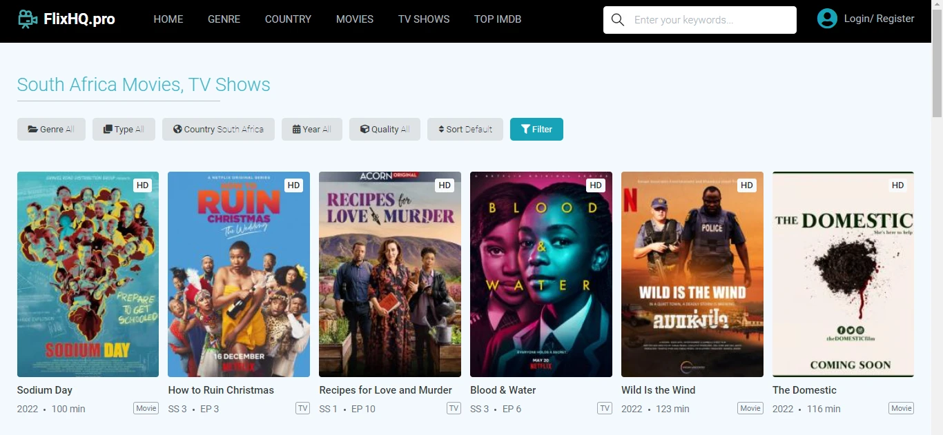 FlixHQ South African Movies - Top Websites and Apps To Download Free South African Movies And TV Series For PC And Mobile Phones